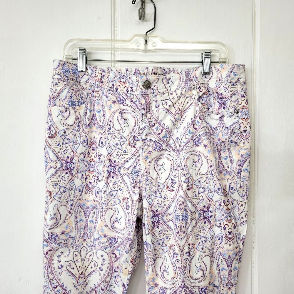 Chico's Girlfriend Slim Leg Cropped Paisley Pants - Picture 3 of 5